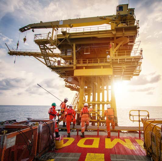 Offshore engineers on oil rig