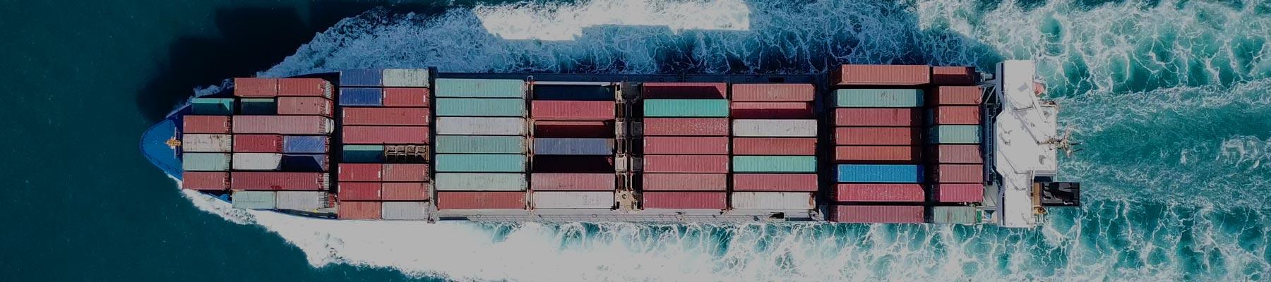 Container ship on ocean