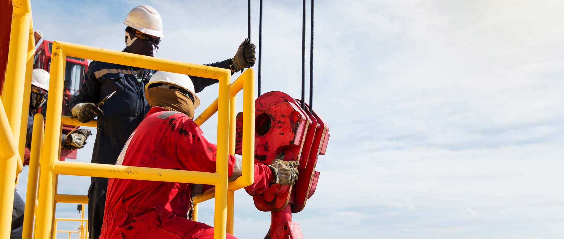 Engineers testing crane wires